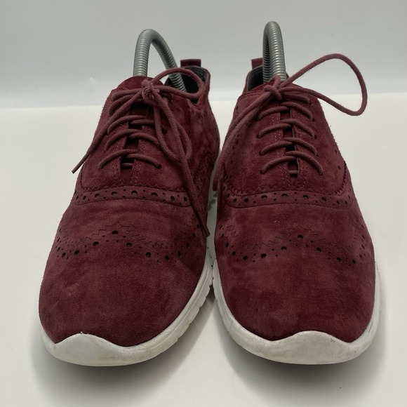 Cole Haan Women's Zerogrand Wingtip Suede Oxford Shoes Maroon Size 8.5 B - Picture 3 of 8